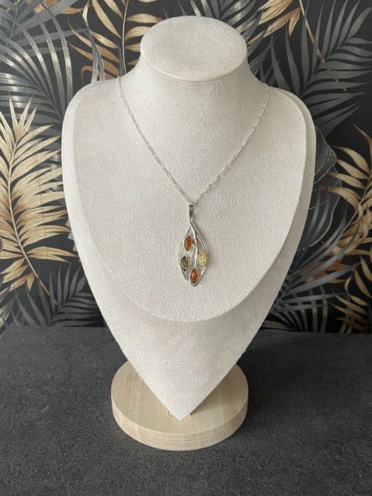 Pendentif Ambre - Feuille